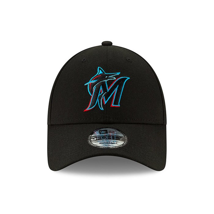 Miami Marlins League 9FORTY Lippis Mustat - New Era Lippikset Outlet FI-517829